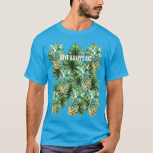 T-shirt Feuilles tropicales vert bleu ananas