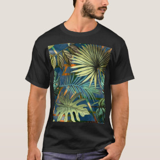 T-shirt Feuilles tropicaux, formes géométriques motif
