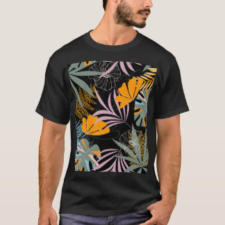 T-shirt Feuilles tropicaux : Vintage foncé.