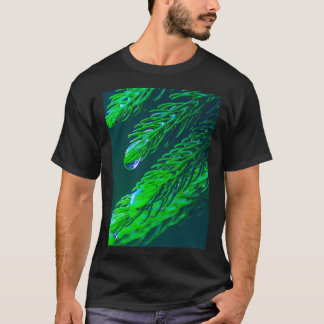 T-shirt Feuilles verts frais avec gouttelette d'eau - Pine