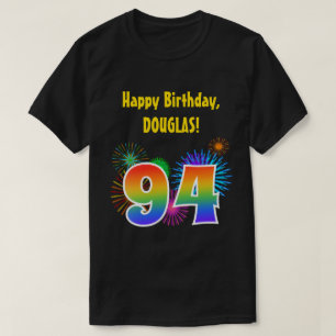 T-shirt Feux d'artifice amusants + Motif arc-en-ciel "94" 