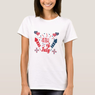 T-shirt Feux d'artifice du 4 juillet Rouge Blanc Bleu Patr