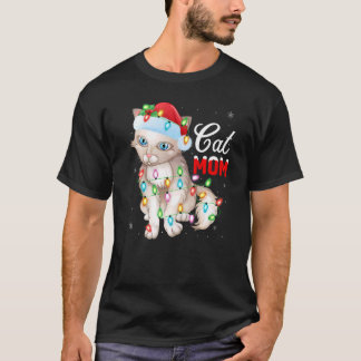 T-shirt Feux de chat Xmas Père Noël Chat Maman Noël