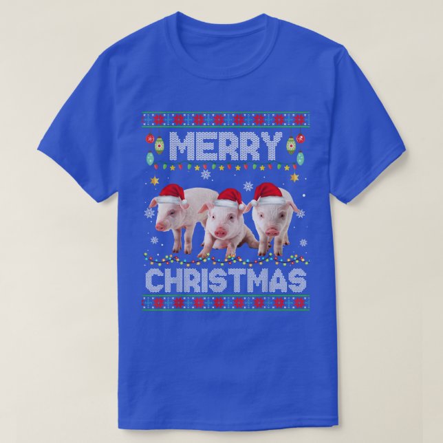 T-shirt Feux de Noël de cochon Drôle Noël Noël Animaux de  (Design devant)