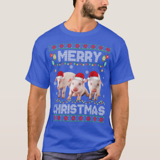 T-shirt Feux de Noël de cochon Drôle Noël Noël Animaux de 