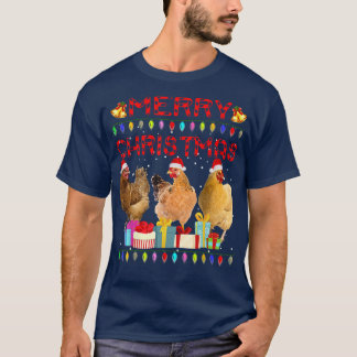 T-shirt Feux de Noël de poulet Joyeux Noël Poulet Drôle