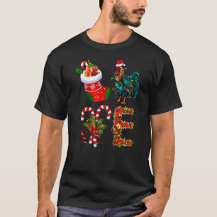 T-shirt Feux de Noël de poulet Led Santa Hat Noël