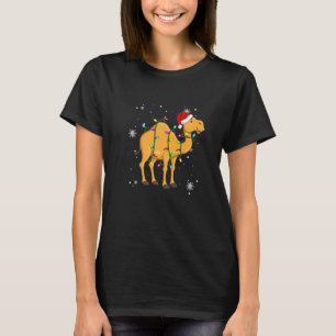 T-shirt Feux de Noël du chameau Led Santa Hat Noël