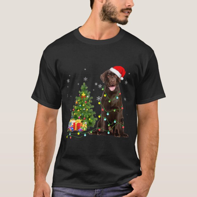 T-shirt Feux de Noël du Père Noël du Labrador (Devant)