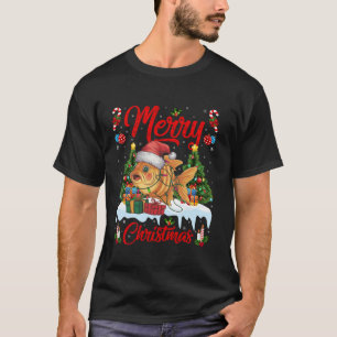 T-shirt Feux de Noël Éclairage Santa Chapeau Goldfish Noël