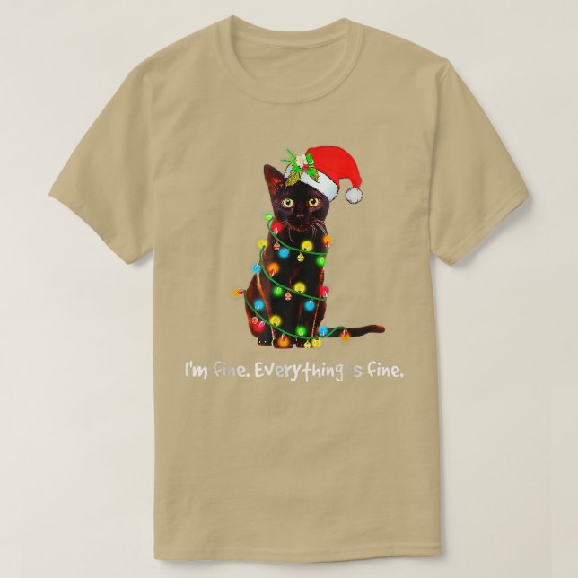 T-shirt Feux de Noël Je suis Amendes Tout est Amendes Chat (Design devant)