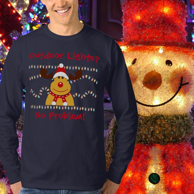 T-shirt Feux de Noël pour hommes (Men's Funny Outdoor Lights Christmas T-Shirt)