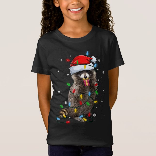 T-Shirt Feux de Noël Raccoon Pajama Racoon Lover (Devant)