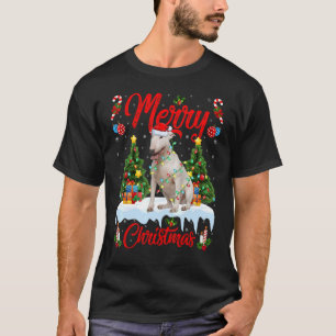 T-shirt Feux Noël Arbre Père Noël Bull Terrier Chien Noël