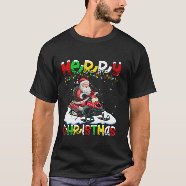 T-shirt Feux Père Noël Motoneige Joyeux Noël (Devant)