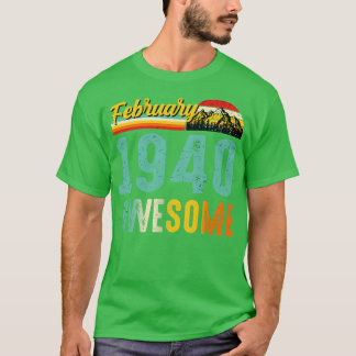 T-shirt Février 1940 Birthday Gift Shirt Vintage Février