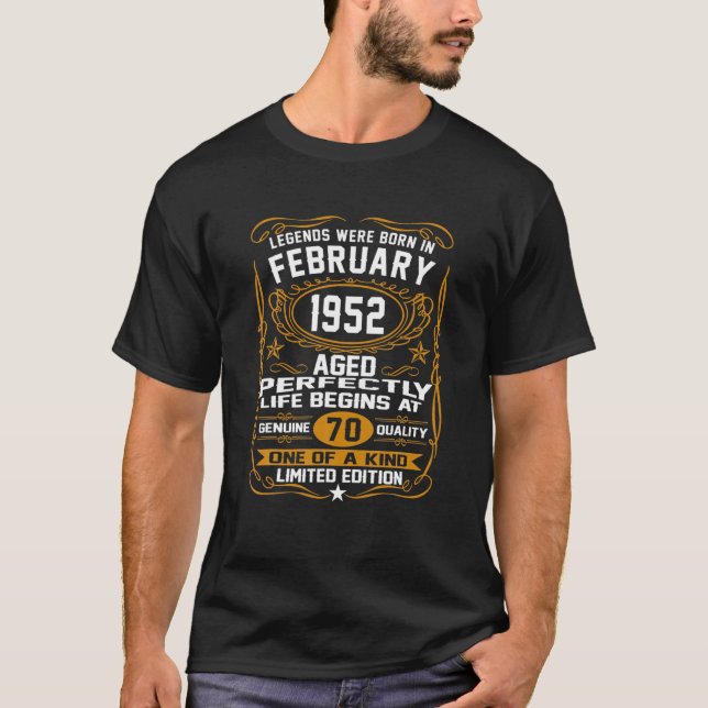 T-shirt Février 1952 70E Cadeau Anniversaire 70 Ans Hommes (Devant)