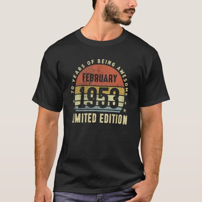T-shirt Février 1953 70e anniversaire 70 ans (Devant)