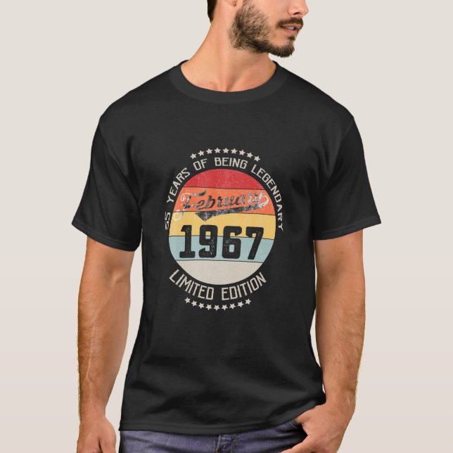 T-shirt février 1967 55th Yrs Old Birthday 55 Years Being (Devant)