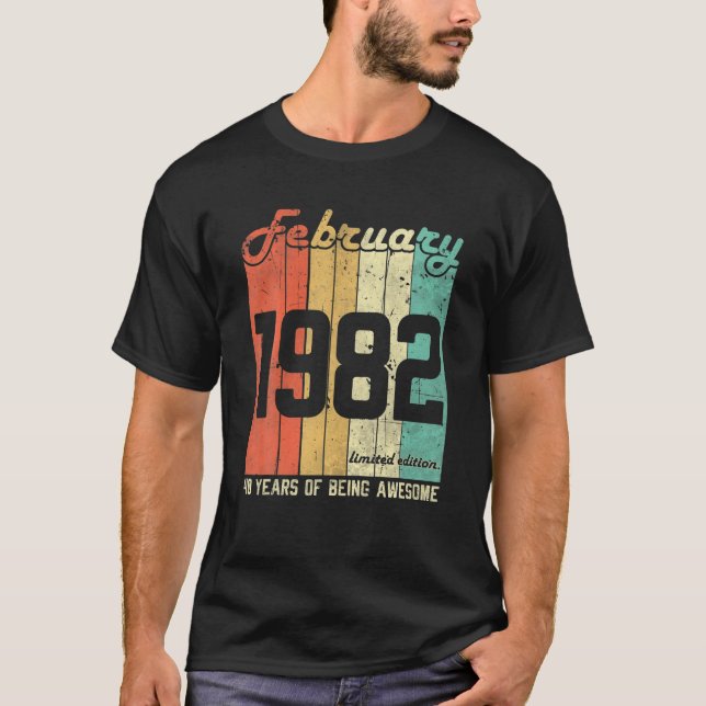 T-shirt Février 1982 40 Ans Édition Limitée 40E Bi (Devant)