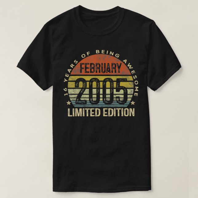 T-shirt Février 2005 Limited Edition 16e anniversaire 16 a (Design devant)