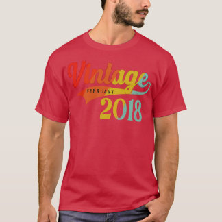T-shirt Février 2018 Anniversaire Vintage Février 2018 Awe