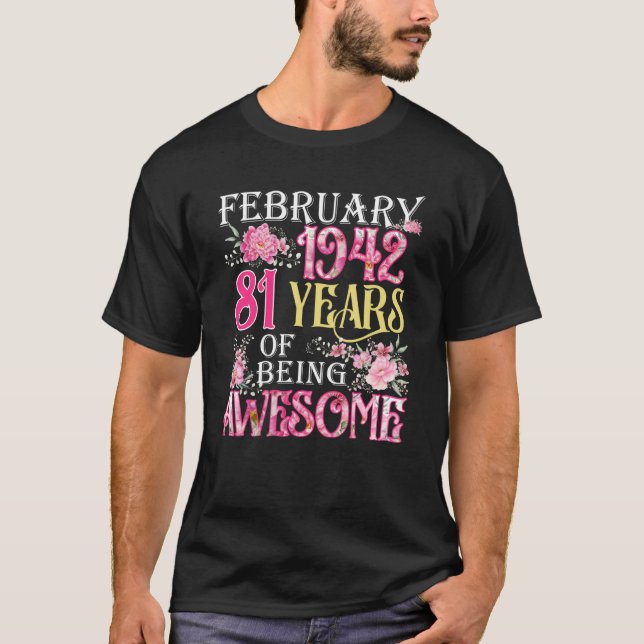 T-shirt Février Fille 1942 81e anniversaire 81 ans (Devant)