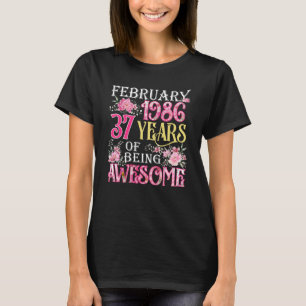 T-shirt Février Fille 1986 37e anniversaire 37 ans