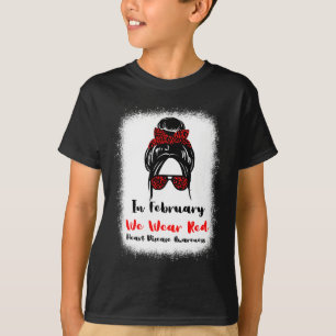 T-shirt Février Heart Health Go Red Messy Bun Women