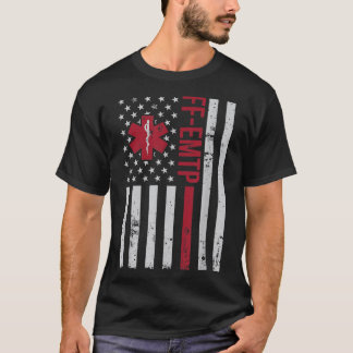 T-shirt FF-EMTP Firefighter Paramedic USA Flag