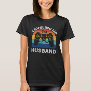 T-shirt Fiançailles Gamer nivellement jusqu'au mari Vintag