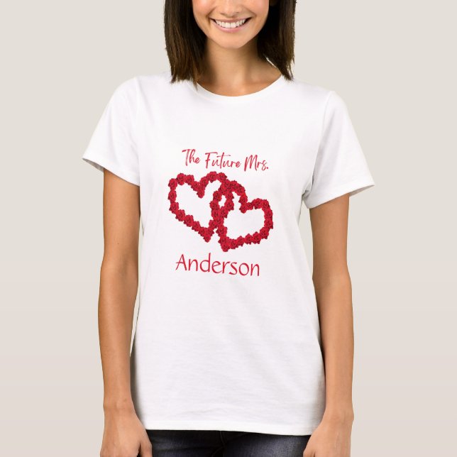 T-shirt Fiançailles personnalisé Bachelorette Coeur rouge (Devant)