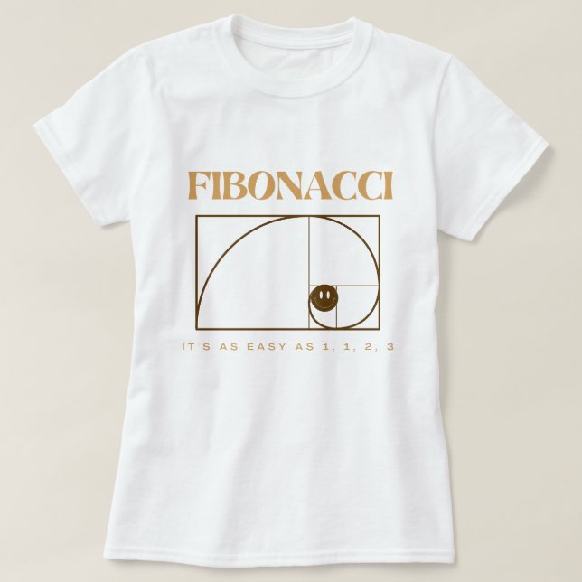 T-shirt Fibonacci avec texte marron pour les adeptes des m (Design devant)