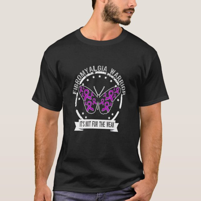 T-shirt Fibromyalgia Warria Purple Ribbon Butterfly Aware (Devant)