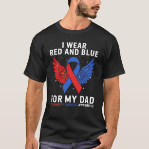 T-shirt Fibrose Pulmonaire Je Porte Bleu Rouge Pour Papa