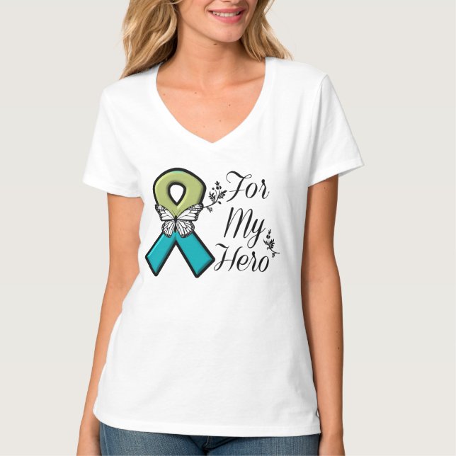 T-shirt Fibrose Pulmonaire Pour Mon Héros (Devant)