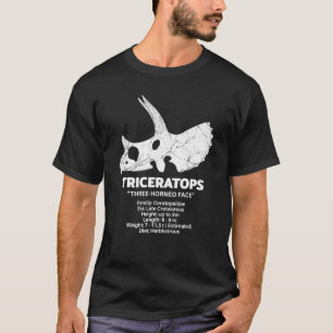 T-shirt Fiche de faits sur le crâne fossile de dinosaure T