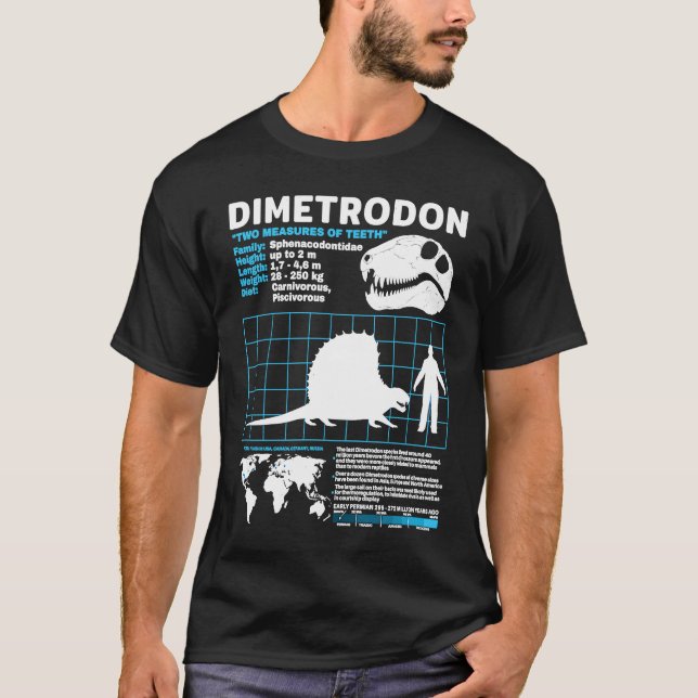 T-shirt Fiche Dimetrodon Dinosaur Faits (Devant)