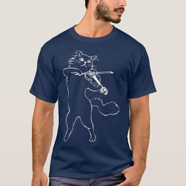 T-shirt Fiddle Violin Cat Musician Instrument Band (Devant)