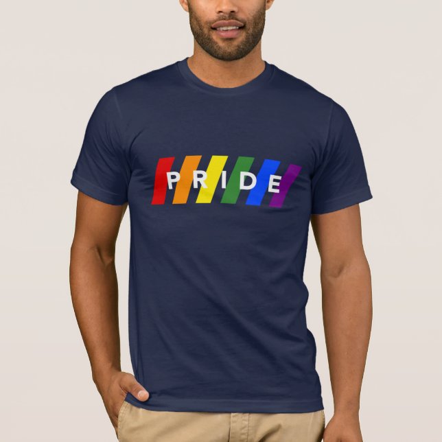 T-shirt FIDE Rainbow Stripes sur la marine (Devant)