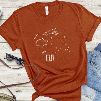 T-shirt Fidji Plan du pays Ligne frontière Fijian Forme du
