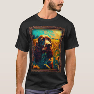 T-shirt Field Spaniel Peinture Tournesol Fleur Maman Femme