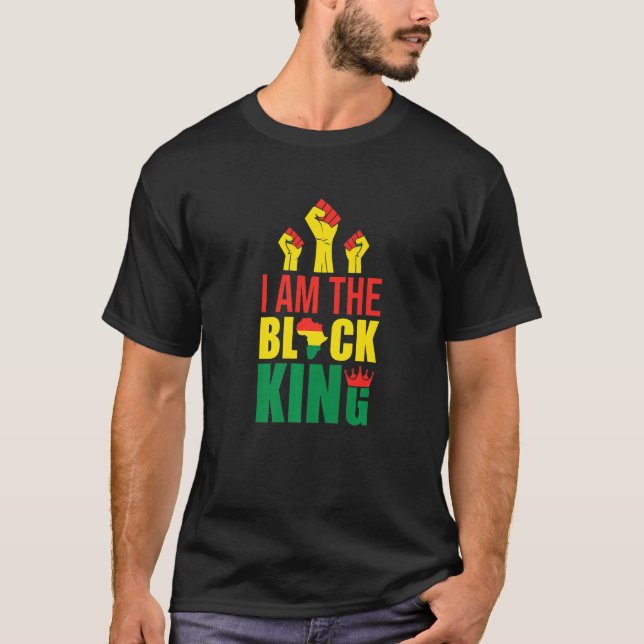 T-shirt Fier Africain-Américain Je suis le Roi Noir Noir H (Devant)