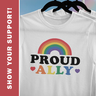 T-shirt Fier Ally Gay Rights Supporter, Unisex White
