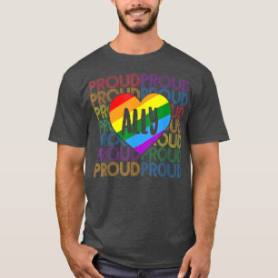 T-shirt Fier Ally LGBT Mois du coeur 2022 avec le coeur mi