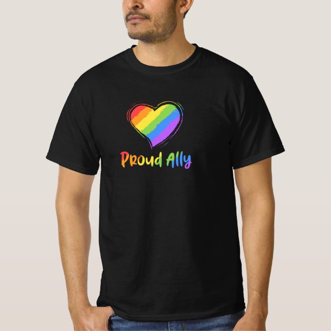 T-shirt Fier Ally LGBT Rainbow Heart Mois Gay pride (Devant)