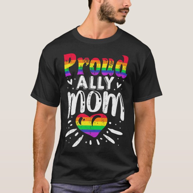 T-shirt Fier Ally Maman LGBTQ LGBT Coeur Drapeau Fier Tran (Devant)