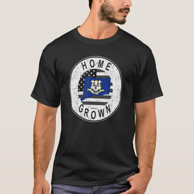 T-shirt Fier America State Flag US Home Gros Connecticut (Devant)