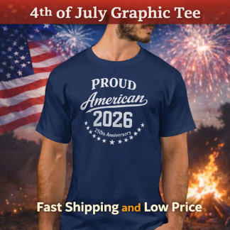 T-shirt Fier américain 250e anniversaire 4 juillet 2026