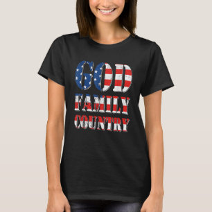 T-shirt Fier Américain US Drapeau Dieu Famille Pays